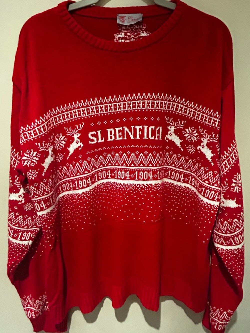Sport Lisboa e Benfica Christmas Ugly Sweater, Red, 2XL in size